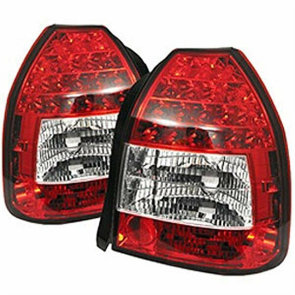 Whole-In-One Red & Clear 3DR LED Tail Lights for 1996-2000 Honda Civic - Red & Clear WH3850300